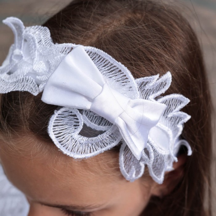 Lace Headband for Girls – White or Ivory Accessory to Match Any Dress