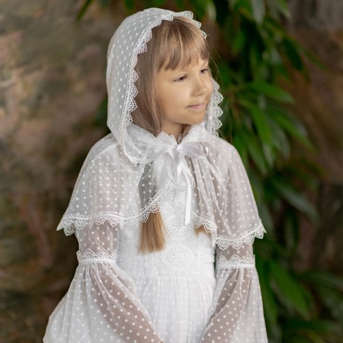 Girls' Communion Veil – White Polka Dot - MILA