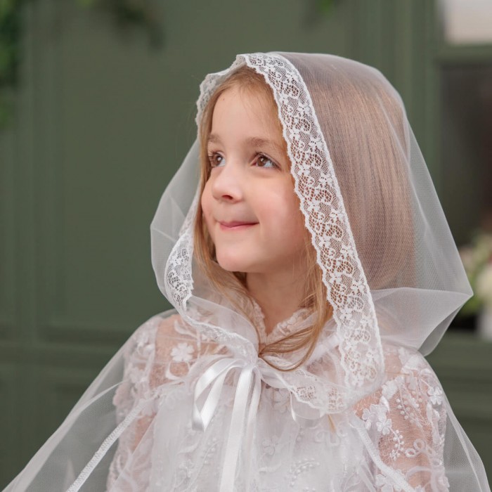 First Communion Dress with Traditional Mantilla