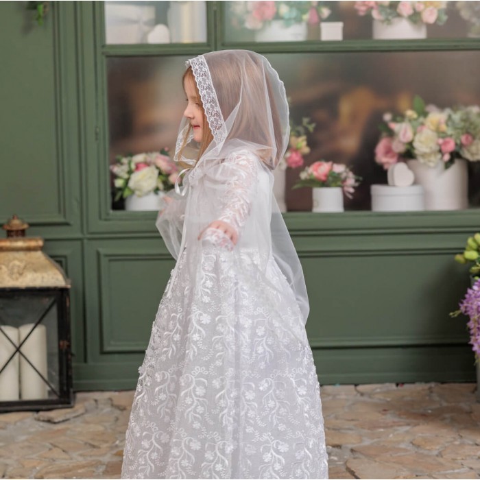 First Communion Dress with Traditional Mantilla