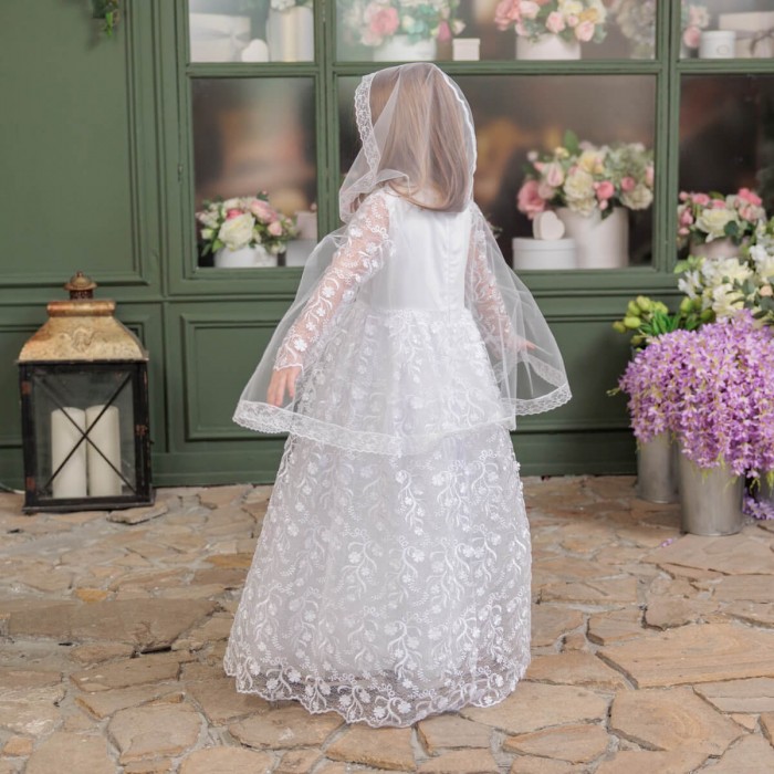 First Communion Dress with Traditional Mantilla