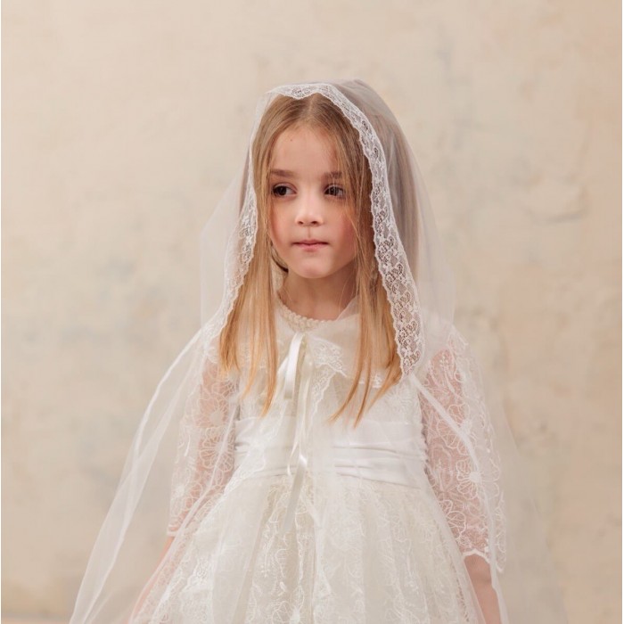 Communion Caped Mantilla with Silk Ties