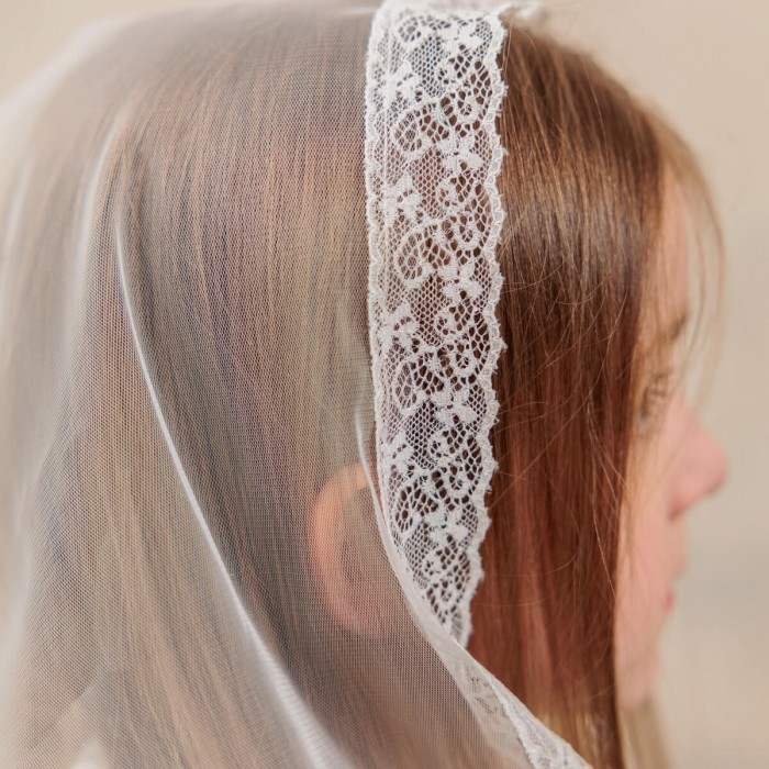 Communion Caped Mantilla with Silk Ties