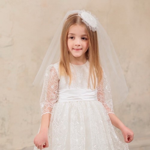 Girl Communion Veil - Ivory Headband - LONDON