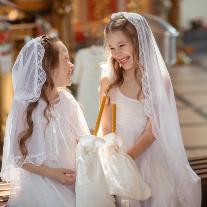 MAYA Traditional Girls Mantilla Communion Veil
