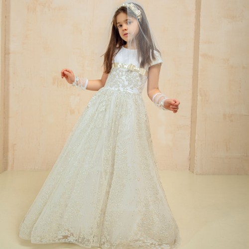 Luxury First Communion Dress with Sparkling Lace - VICTORIA 