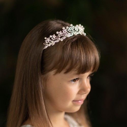Girls Silver Tiara Crown - Silver Headband - ALORA